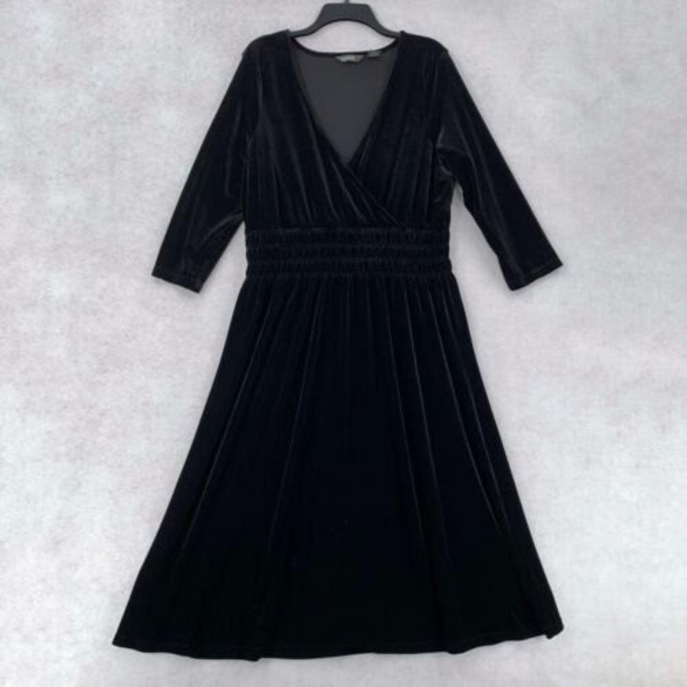 Eddie Bauer Black Velvet Dress XL Tall